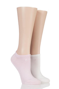 Ladies 2 Pair Elle Plain, Patterned and Striped Bamboo No Show Socks