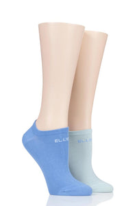 Ladies 2 Pair Elle Plain, Patterned and Striped Bamboo No Show Socks
