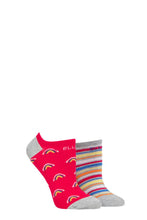 Load image into Gallery viewer, Ladies 2 Pair Elle Plain, Patterned and Striped Bamboo No Show Socks