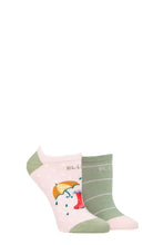 Load image into Gallery viewer, Ladies 2 Pair Elle Plain, Patterned and Striped Bamboo No Show Socks