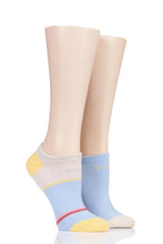Load image into Gallery viewer, Ladies 2 Pair Elle Plain, Patterned and Striped Bamboo No Show Socks