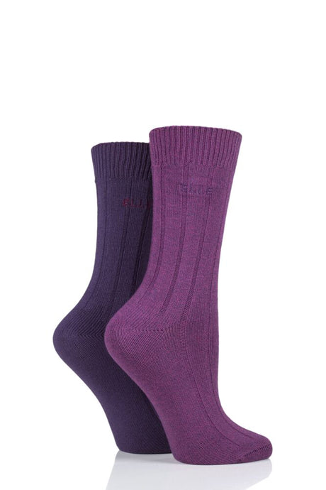 Ladies 2 Pair Elle Ribbed Bamboo Boot Socks