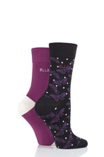 Load image into Gallery viewer, Ladies 2 Pair Elle Bamboo Patterned and Plain Socks