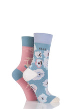 Load image into Gallery viewer, Ladies 2 Pair Elle Bamboo Patterned and Plain Socks