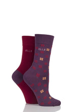 Load image into Gallery viewer, Ladies 2 Pair Elle Bamboo Patterned and Plain Socks