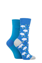 Load image into Gallery viewer, Ladies 2 Pair Elle Bamboo Patterned and Plain Socks