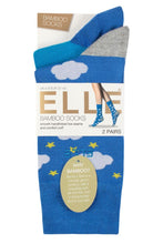 Load image into Gallery viewer, Ladies 2 Pair Elle Bamboo Patterned and Plain Socks