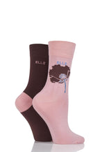 Load image into Gallery viewer, Ladies 2 Pair Elle Bamboo Patterned and Plain Socks