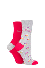 Load image into Gallery viewer, Ladies 2 Pair Elle Bamboo Patterned and Plain Socks
