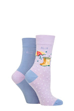 Load image into Gallery viewer, Ladies 2 Pair Elle Bamboo Patterned and Plain Socks