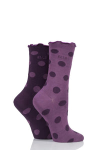 Ladies 2 Pair Elle Bamboo Patterned and Plain Socks