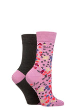 Load image into Gallery viewer, Ladies 2 Pair Elle Bamboo Patterned and Plain Socks