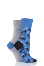 Load image into Gallery viewer, Ladies 2 Pair Elle Bamboo Patterned and Plain Socks