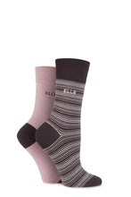 Load image into Gallery viewer, Ladies 2 Pair Elle Bamboo Striped and Plain Socks