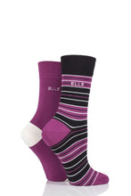 Load image into Gallery viewer, Ladies 2 Pair Elle Bamboo Striped and Plain Socks