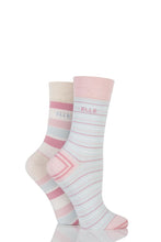 Load image into Gallery viewer, Ladies 2 Pair Elle Bamboo Striped and Plain Socks