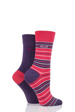 Load image into Gallery viewer, Ladies 2 Pair Elle Bamboo Striped and Plain Socks