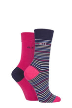 Load image into Gallery viewer, Ladies 2 Pair Elle Bamboo Striped and Plain Socks