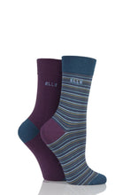 Load image into Gallery viewer, Ladies 2 Pair Elle Bamboo Striped and Plain Socks