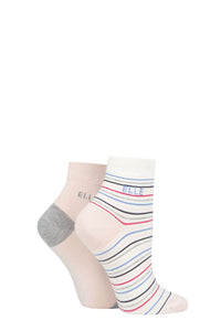 Ladies 2 Pair Elle Bamboo Striped and Plain Socks