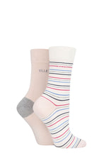Load image into Gallery viewer, Ladies 2 Pair Elle Bamboo Striped and Plain Socks