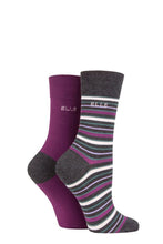 Load image into Gallery viewer, Ladies 2 Pair Elle Bamboo Striped and Plain Socks