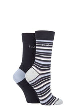 Load image into Gallery viewer, Ladies 2 Pair Elle Bamboo Striped and Plain Socks