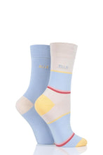 Load image into Gallery viewer, Ladies 2 Pair Elle Bamboo Striped and Plain Socks