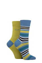 Load image into Gallery viewer, Ladies 2 Pair Elle Bamboo Striped and Plain Socks