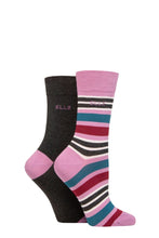 Load image into Gallery viewer, Ladies 2 Pair Elle Bamboo Striped and Plain Socks