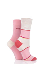 Load image into Gallery viewer, Ladies 2 Pair Elle Bamboo Striped and Plain Socks