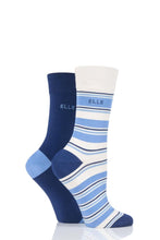 Load image into Gallery viewer, Ladies 2 Pair Elle Bamboo Striped and Plain Socks