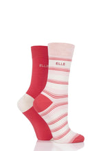 Load image into Gallery viewer, Ladies 2 Pair Elle Bamboo Striped and Plain Socks