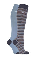 Load image into Gallery viewer, Ladies 2 Pair Elle Bamboo Striped and Plain Knee High Socks