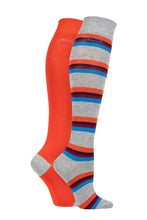 Load image into Gallery viewer, Ladies 2 Pair Elle Bamboo Striped and Plain Knee High Socks