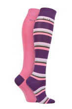 Load image into Gallery viewer, Ladies 2 Pair Elle Bamboo Striped and Plain Knee High Socks