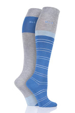 Load image into Gallery viewer, Ladies 2 Pair Elle Bamboo Striped and Plain Knee High Socks