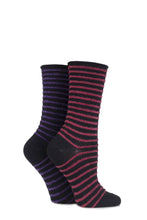 Load image into Gallery viewer, Ladies 2 Pair Elle Bamboo Feather Striped Socks