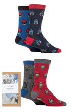 Load image into Gallery viewer, Mens 4 Pair Thought Herman Robot Bamboo and Organic Cotton Gift Boxed Socks
