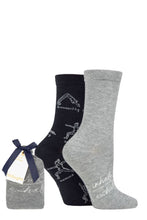 Load image into Gallery viewer, Ladies 2 Pair Thought Gift Bagged Inhale Exhale Yoga Organic Cotton and Bamboo Socks