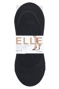 Ladies 2 Pair Elle Bamboo Seamless Shoe liners with Silicone Heel Grips