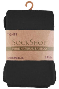 Ladies 1 Pair SOCKSHOP Plain Bamboo Tights with Smooth Toe Seams