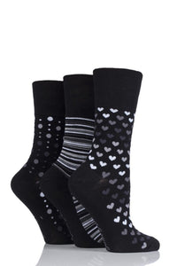 Ladies 3 Pair Gentle Grip Patterned Bamboo Socks