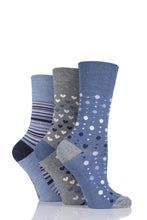Load image into Gallery viewer, Ladies 3 Pair Gentle Grip Patterned Bamboo Socks
