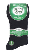 Load image into Gallery viewer, Mens 3 Pair Gentle Grip Plain Bamboo Socks