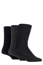 Load image into Gallery viewer, Mens 3 Pair Gentle Grip Plain Bamboo Socks