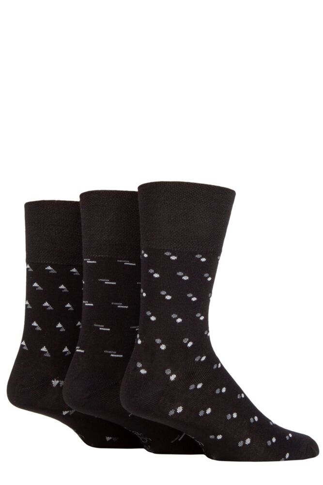 Mens 3 Pair Gentle Grip Patterned Bamboo Socks
