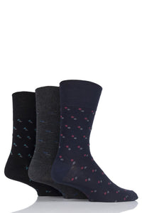 Mens 3 Pair Gentle Grip Patterned Bamboo Socks