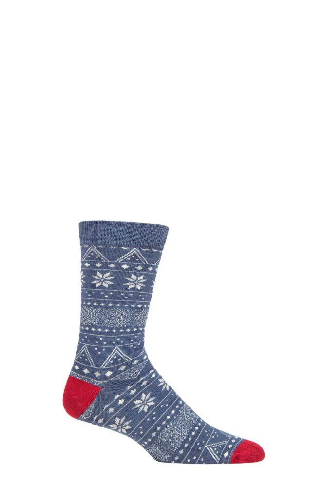 Mens 1 Pair Thought Olwin Fairisle Bamboo and Organic Cotton Socks