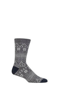 Mens 1 Pair Thought Olwin Fairisle Bamboo and Organic Cotton Socks